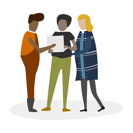 Illustration of three educators collaborating